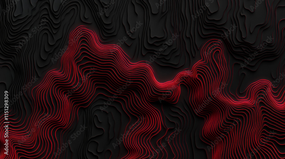 Dynamic abstract background with flowing red lines on dark surface Dynamic abstract background with flowing red lines on dark surface
