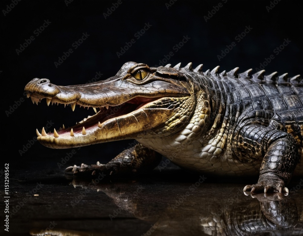 Fototapeta premium Close-up of an alligator's head with open mouth.