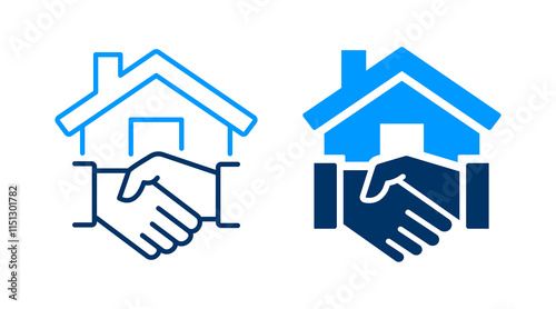 Real estate icons. Vector illustration. Symbol of contracts and partnerships.