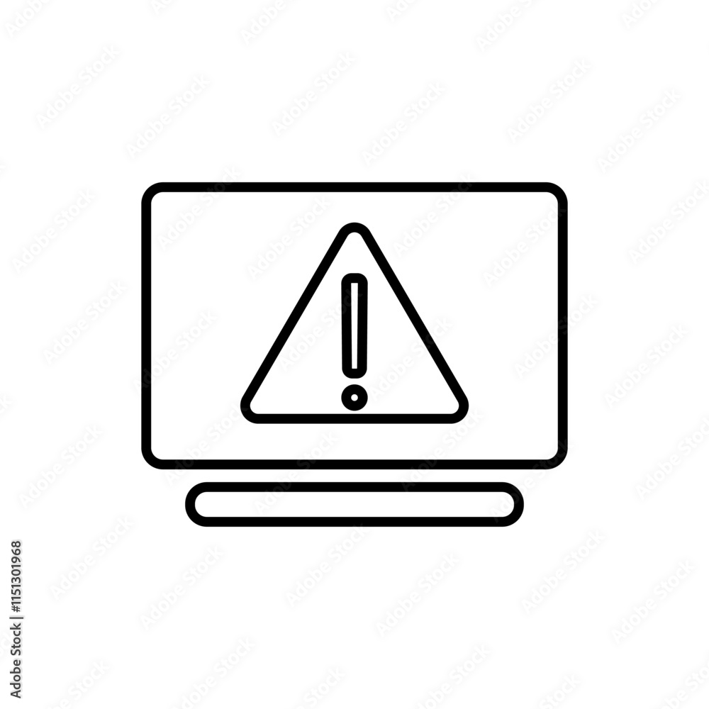computer screen icon with exclamation mark, simple flat style, illustration, logo sign symbol pictogram template, for ui or ux isolated on white for mobile app, editable computer screen icon with exclamation mark, simple flat style, illustration, logo sign symbol pictogram template, for ui or ux isolated on white for mobile app, editable