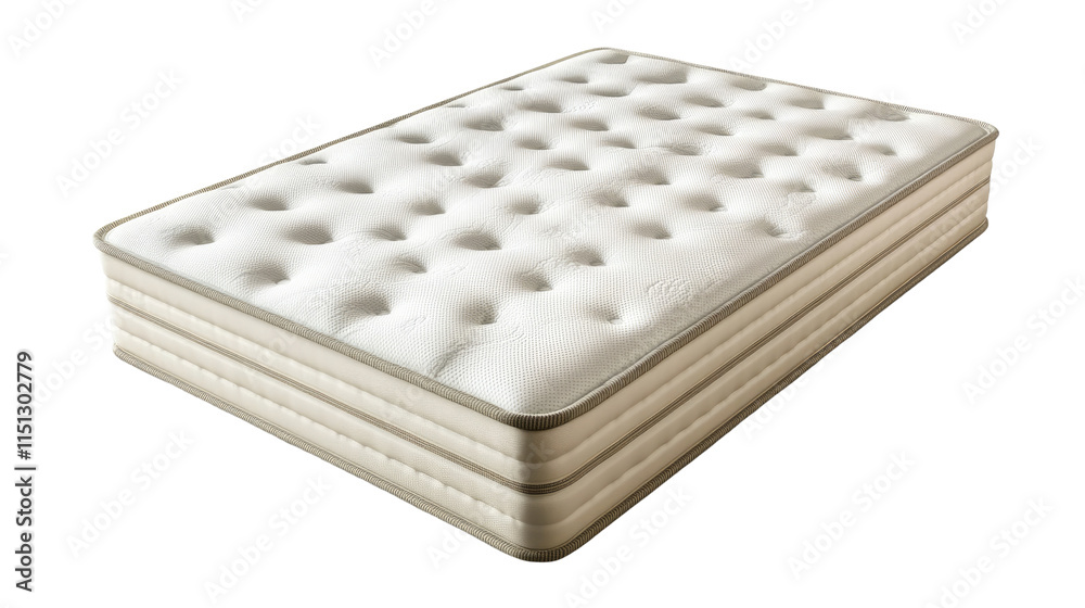 Luxury Mattress: A close-up view of a pristine, white, and tufted mattress, showcasing its luxurious comfort and inviting appeal. The mattress is layered with multiple levels. Luxury Mattress: A close-up view of a pristine, white, and tufted mattress, showcasing its luxurious comfort and inviting appeal. The mattress is layered with multiple levels.