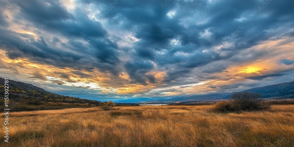 Obraz premium Dramatic cloudy sky showcasing the beauty of nature, highlighting the unique atmospheric conditions found in a stunning landscape with a captivating cloudy sky. Experience the allure of a cloudy sky.