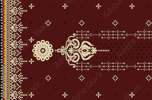 Traditional Neckline Mughal motifs revived for cutting-edge digital prints.
