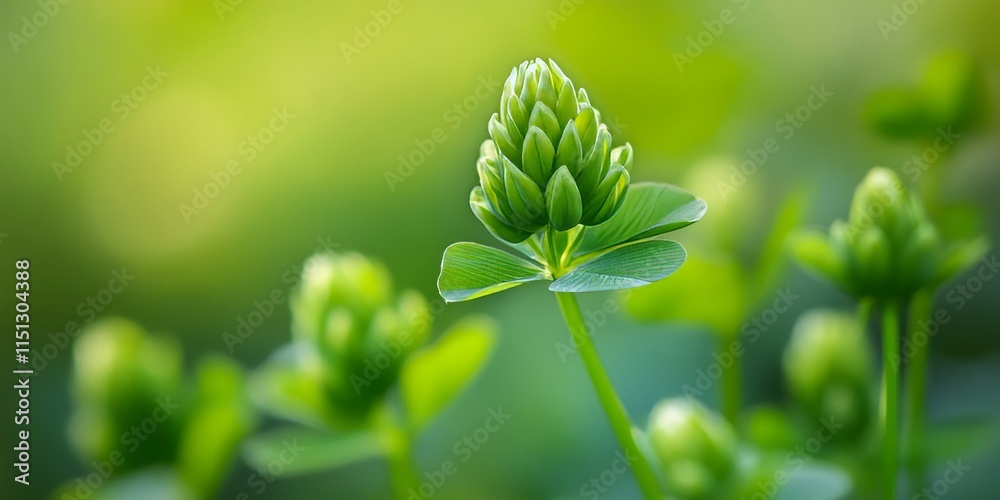 Macro close up of a clover plant, showcasing the intricate details of the clover against a softly blurred green background, emphasizing the beauty of the clover in this natural setting. Macro close up of a clover plant, showcasing the intricate details of the clover against a softly blurred green background, emphasizing the beauty of the clover in this natural setting.