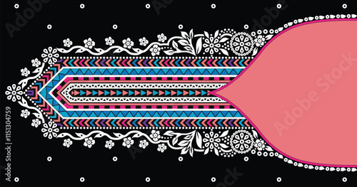 Traditional Neckline Mughal motifs revived for cutting-edge digital prints.
