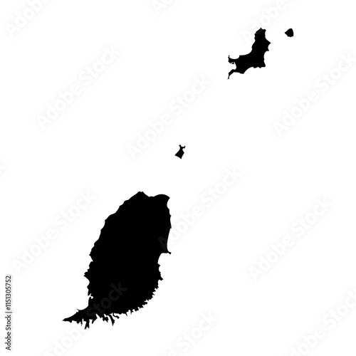 Grenada high detailed vector representation of country silhouette in solid black on white background. For educational, decorative, or informational use showcasing the national outline.