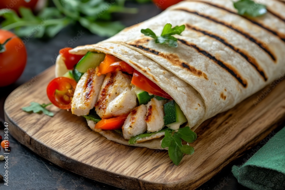 Grilled Chicken and Vegetable Wrap - A Flavorful and Healthy Meal Grilled Chicken and Vegetable Wrap - A Flavorful and Healthy Meal