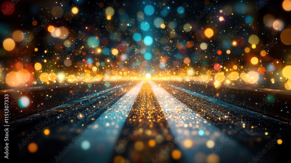 Obraz premium Sparkling Glitter Path with Bokeh Lights