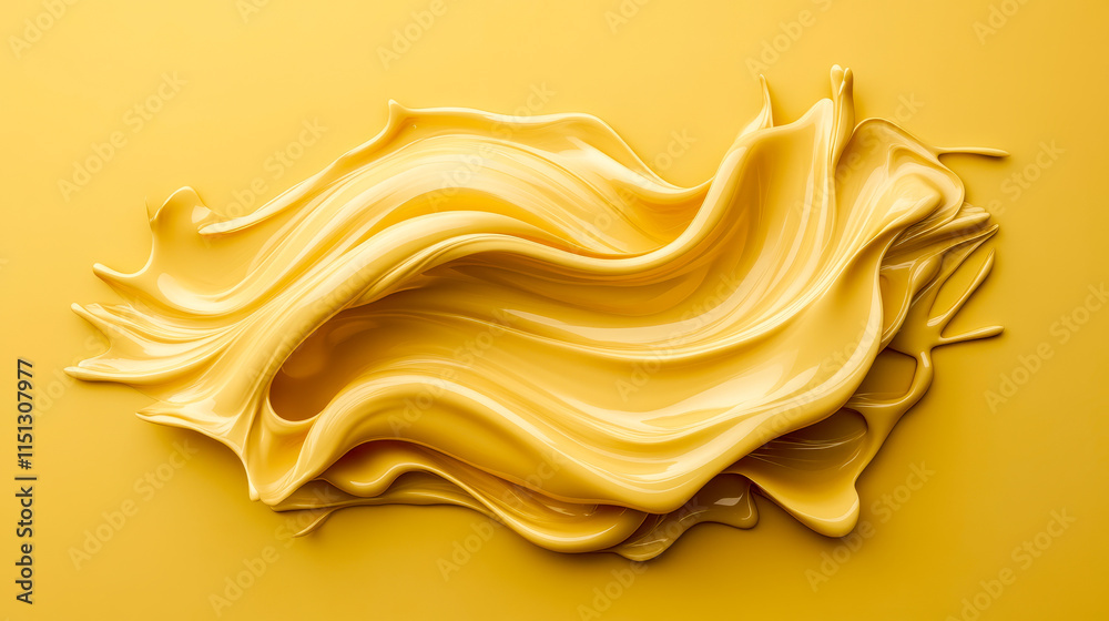 Abstract swirl of yellow paint creating dynamic flowing waves on solid background Abstract swirl of yellow paint creating dynamic flowing waves on solid background