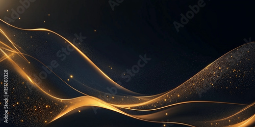 Luxurious Abstract Dark Background with Dynamic Golden Light Accents and Unique Flowing Patterns