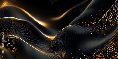 Luxurious Abstract Dark Background with Dynamic Golden Light Accents and Unique Flowing Patterns