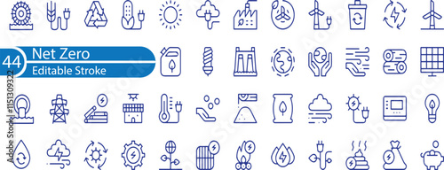 Net Zero Line editable icon set. Net Zero icon set. vector illustration