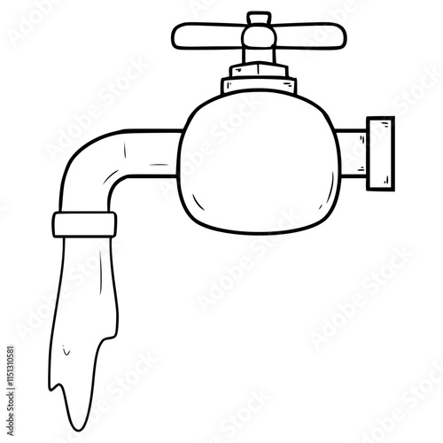 faucet illustration hand drawn outline vector