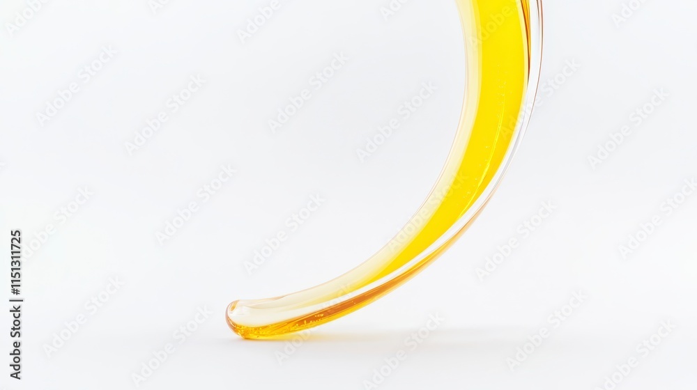 A vibrant yellow liquid gracefully curves on a white surface, showcasing a smooth and elegant flow. A vibrant yellow liquid gracefully curves on a white surface, showcasing a smooth and elegant flow.