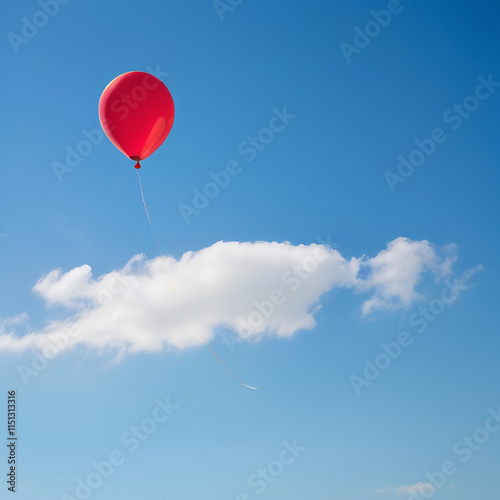 a red balloon in the sky
