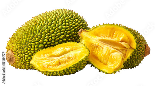 Ripe Jackfruit Tropical Fruit, Spiky Exterior, Golden Flesh