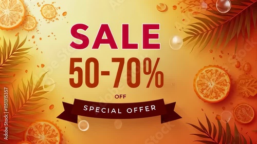 Summer Sale banner 50% off hot season grand sale discount poster banner background.  photo