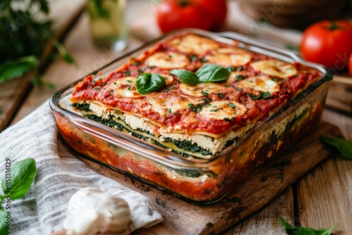 Hearty Vegetarian Lasagna with Spinach and Tofu photo