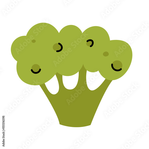 Hand drawn broccoli in doodle style. Healthy food. Dieting vegetable