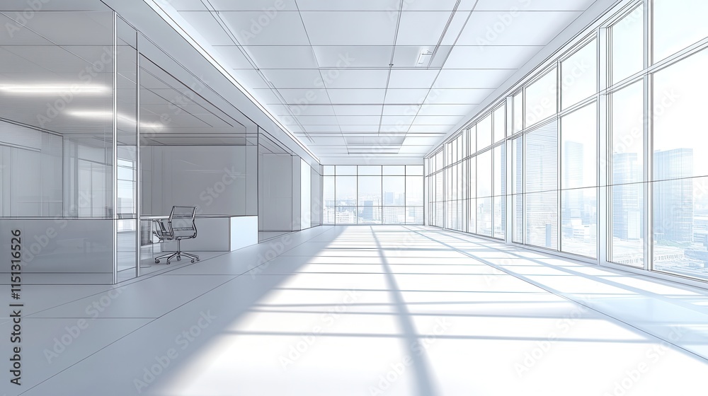Contemporary office with an empty wire grid. Contemporary office with an empty wire grid.