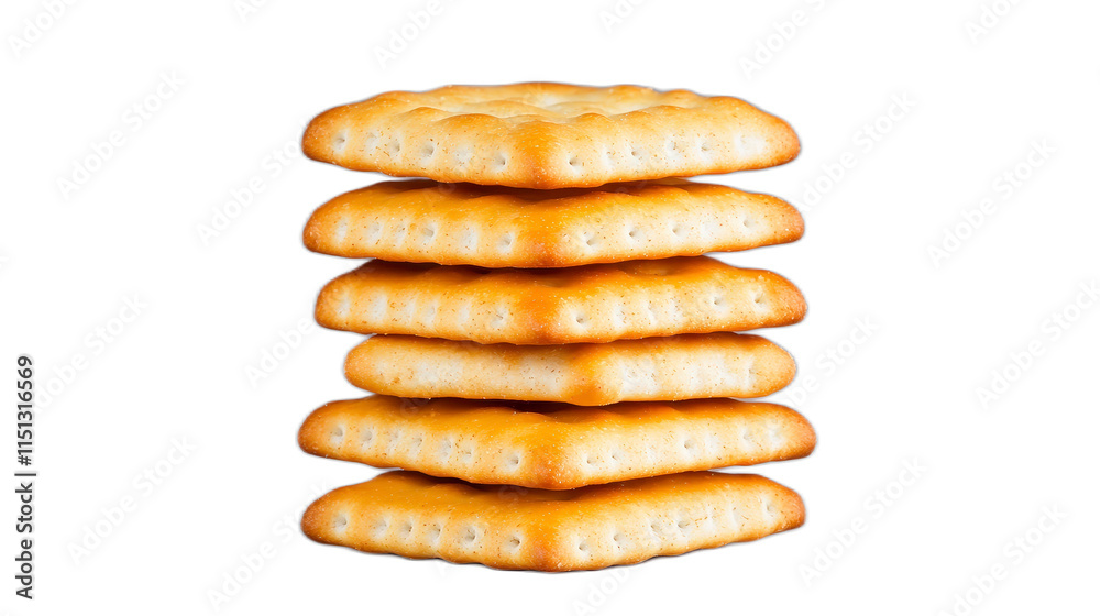 Stack of Crisp Golden Biscuits on a Clean White Background Stack of Crisp Golden Biscuits on a Clean White Background
