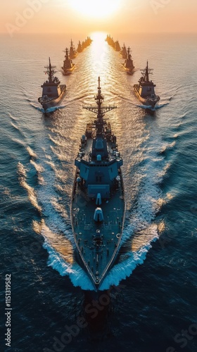 South Korean destroyers in formation. photo