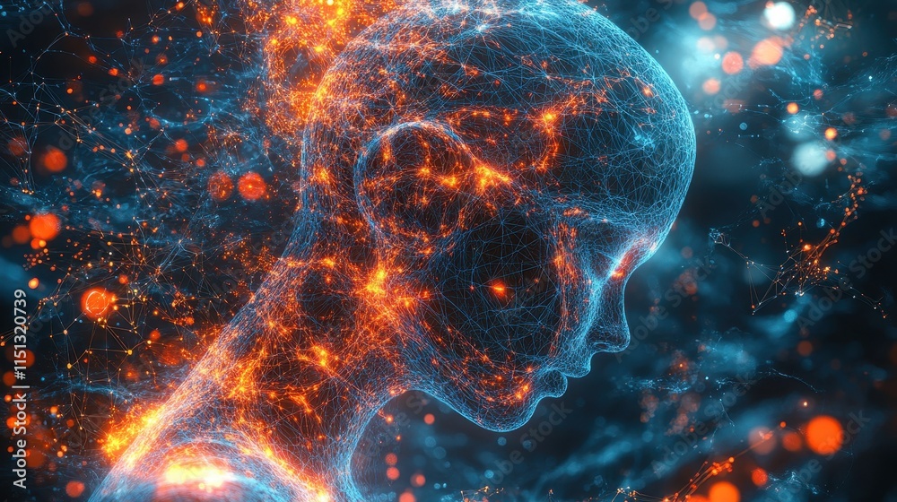 Cybernetic interface with neural network visualizations. Cybernetic interface with neural network visualizations.