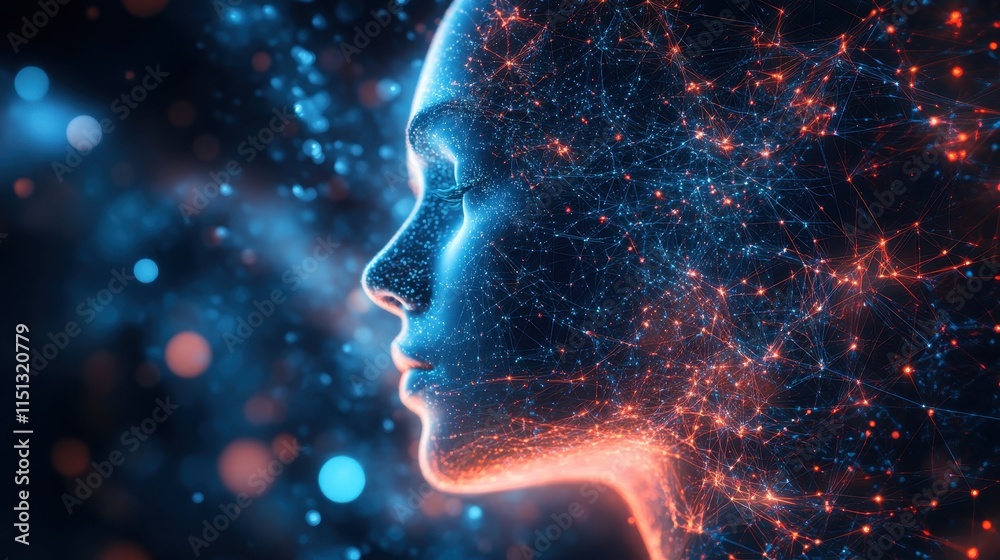 Cybernetic interface with neural network visualizations. Cybernetic interface with neural network visualizations.