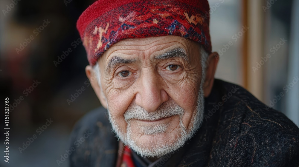 Elderly Turkish man with a traditional fez and a kind look. Elderly Turkish man with a traditional fez and a kind look.