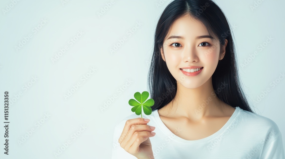 Woman holding clover isolated on white background, Lucky clover leaves with four leaf,Clover flowers background,Patricks day watercolor clipart,Spring flower pattern,St.Patricks day seamless pattern. Woman holding clover isolated on white background, Lucky clover leaves with four leaf,Clover flowers background,Patricks day watercolor clipart,Spring flower pattern,St.Patricks day seamless pattern.