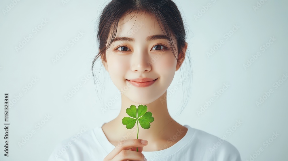 Woman holding clover isolated on white background, Lucky clover leaves with four leaf,Clover flowers background,Patricks day watercolor clipart,Spring flower pattern,St.Patricks day seamless pattern. Woman holding clover isolated on white background, Lucky clover leaves with four leaf,Clover flowers background,Patricks day watercolor clipart,Spring flower pattern,St.Patricks day seamless pattern.