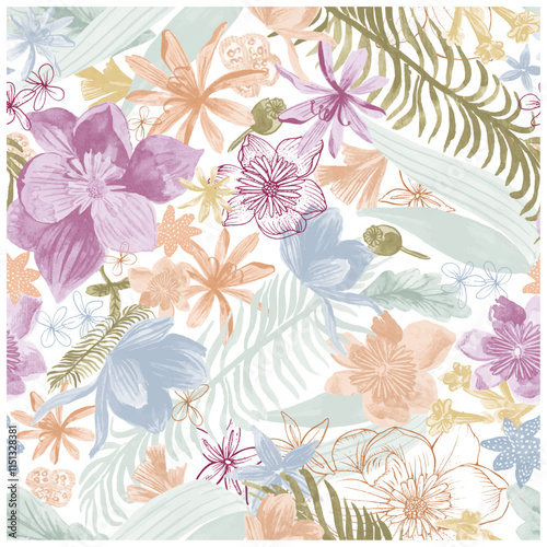 Wallpaper Mural seamless floral pattern design  Torontodigital.ca