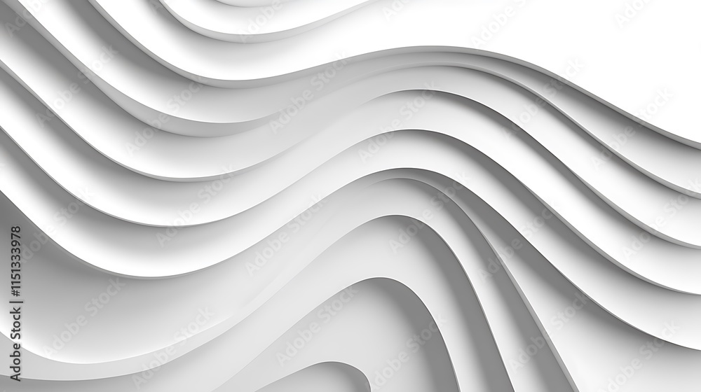 Obraz premium Abstract white wavy layered background.