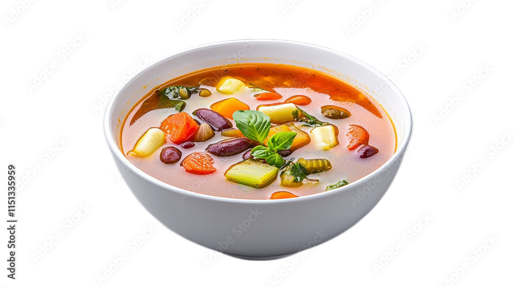 Fresh Vegetable Soup with Colorful Ingredients in White Bowl Fresh Vegetable Soup with Colorful Ingredients in White Bowl