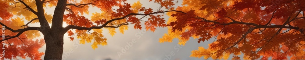 A stunning view of a maple tree against a backdrop of golden, orange, and red autumn hues, scenery, fall foliage, autumn A stunning view of a maple tree against a backdrop of golden, orange, and red autumn hues, scenery, fall foliage, autumn