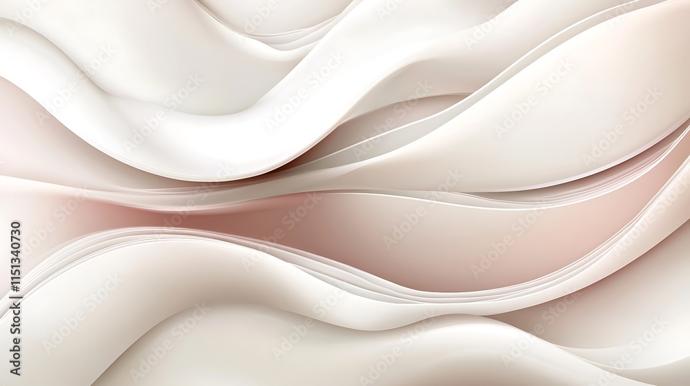 Obraz premium Abstract wavy, flowing, soft, smooth, elegant, light, cream, beige, and blush pink color design.