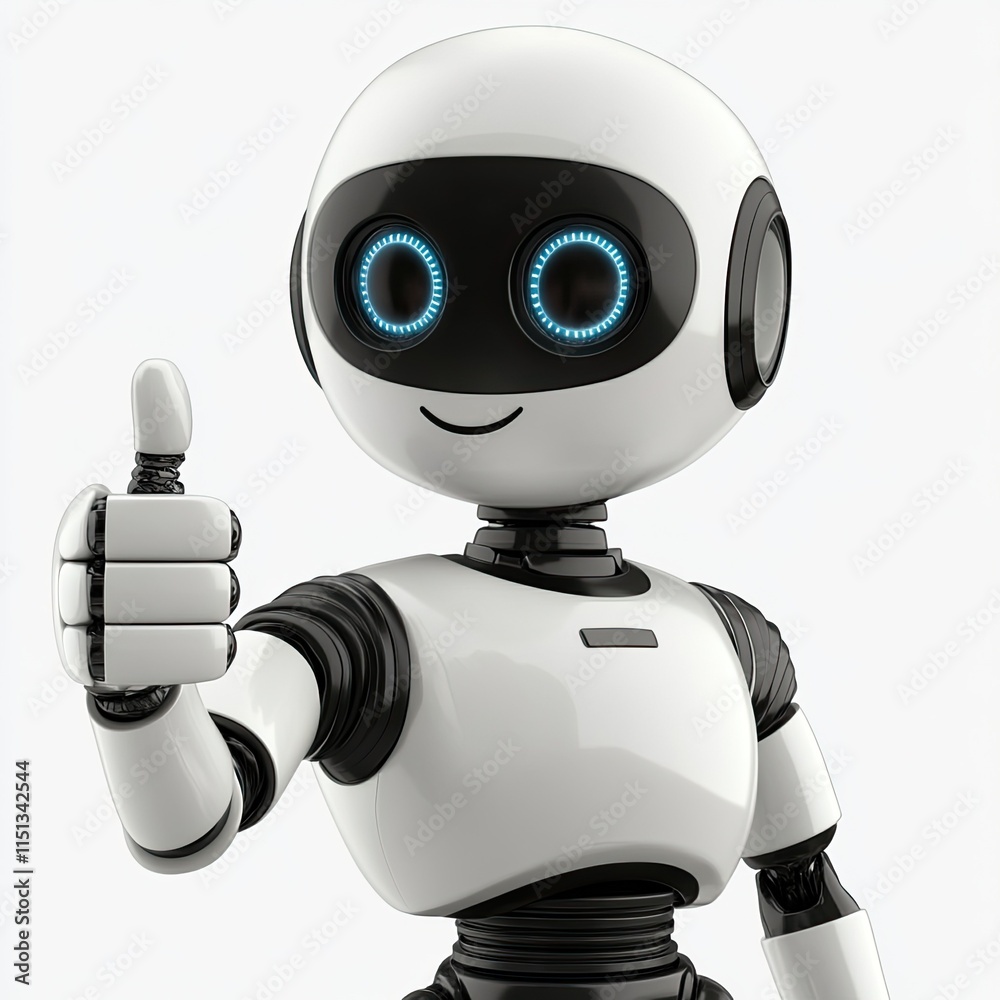 Friendly robot giving a thumbs-up, isolated on a transparent background. Friendly robot giving a thumbs-up, isolated on a transparent background.