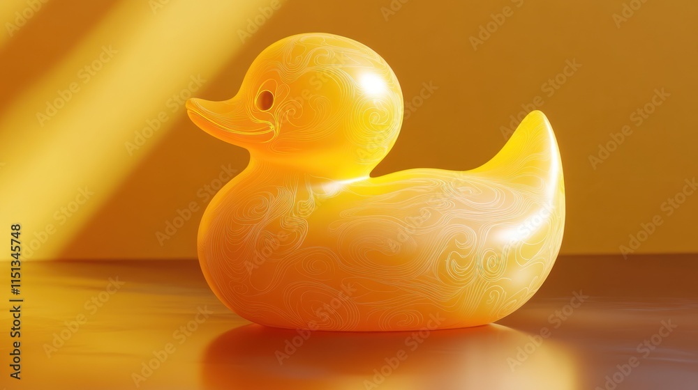 Yellow Rubber Duck Toy with Sunlit Background Yellow Rubber Duck Toy with Sunlit Background