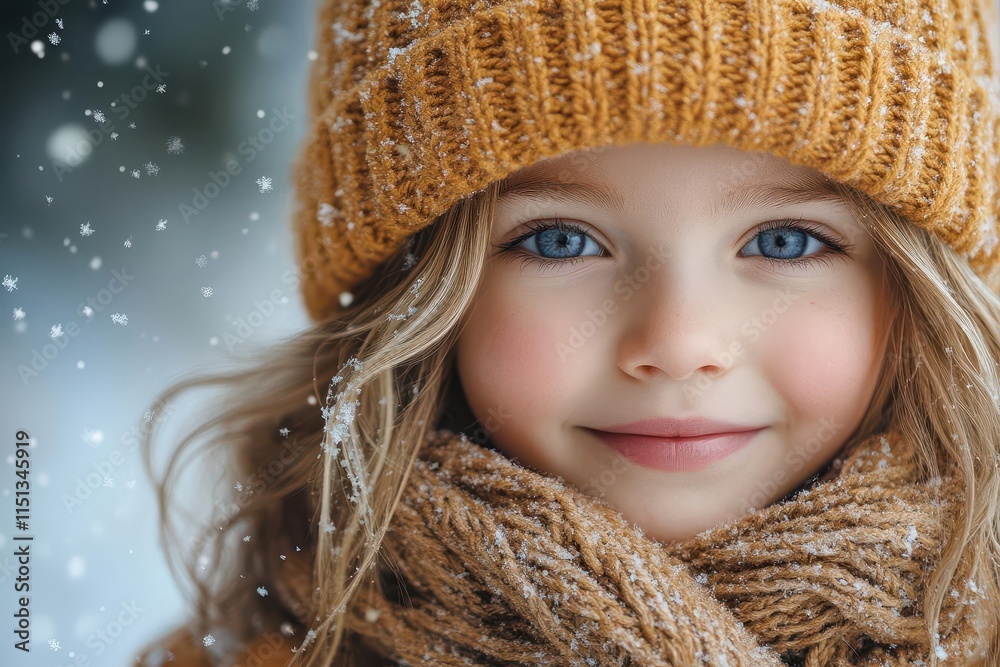 a joyful child in a cozy winter outfit, complete with a fluffy hat, grins widely as snowflakes gently fall around them, embodying the spirit of winter holidays in a playful and cheerful atmosphere a joyful child in a cozy winter outfit, complete with a fluffy hat, grins widely as snowflakes gently fall around them, embodying the spirit of winter holidays in a playful and cheerful atmosphere