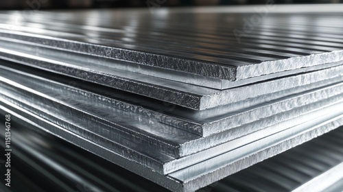 a set of galvanized steel sheets, isolated white background.