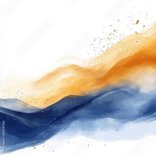 Blue and orange wave with white background