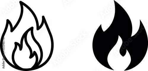 "Fire Flame Icon for Heat, Energy, and Safety Applications"