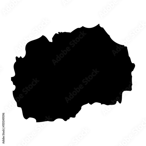 North Macedonia high detailed vector representation of country silhouette in solid black on white background. For educational, decorative, or informational use showcasing the national outline.