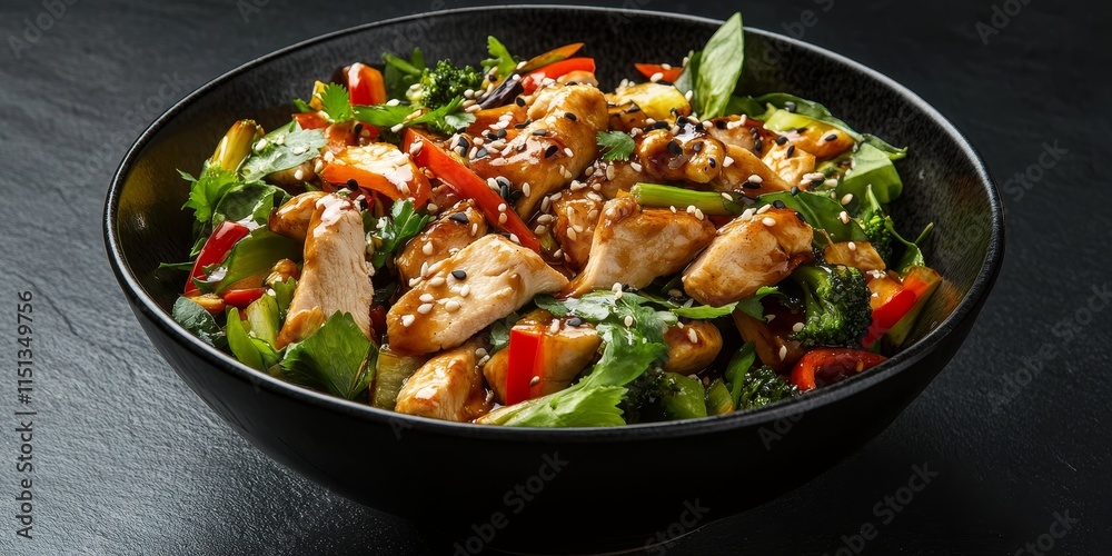Tasty bowl featuring a mix of vegetables and chicken in a wok, showcasing a flavorful chicken wok experience with fresh ingredients and vibrant colors for an appetizing presentation. Tasty bowl featuring a mix of vegetables and chicken in a wok, showcasing a flavorful chicken wok experience with fresh ingredients and vibrant colors for an appetizing presentation.