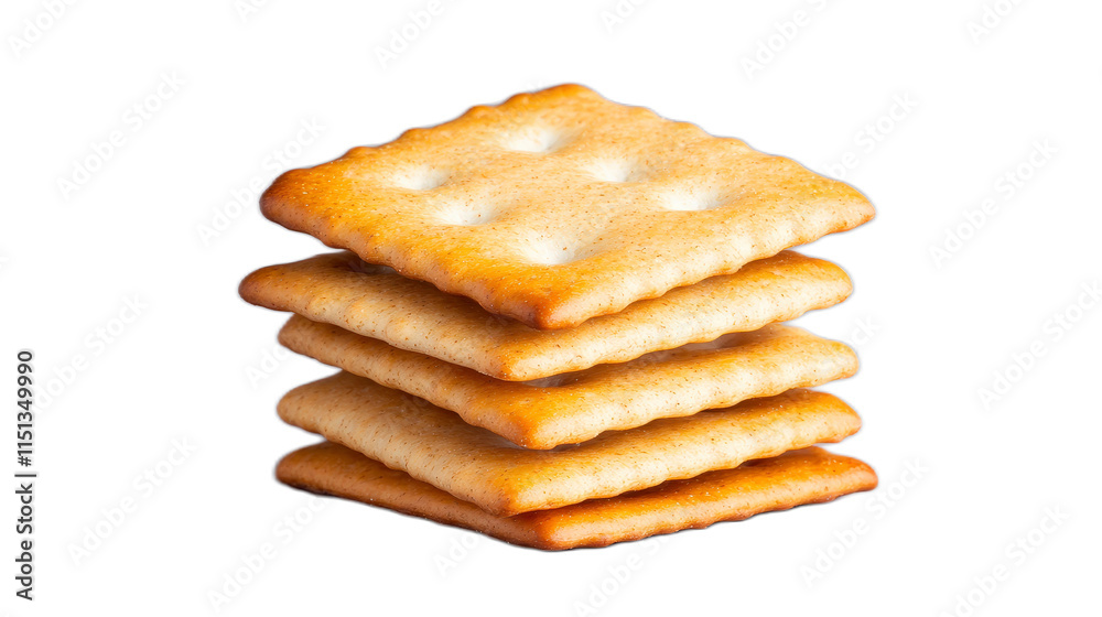 Stacked Golden Crisp Crackers on a White Background for Snack Ideas Stacked Golden Crisp Crackers on a White Background for Snack Ideas