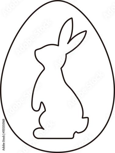 Isolated Easter egg shape with bunny pattern outline.
Cute Easter egg coloring drawing.
Transparent background.