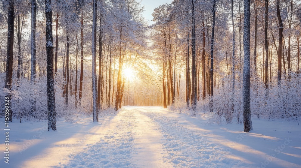 Snowy forest under a bright sky Snowy forest under a bright sky