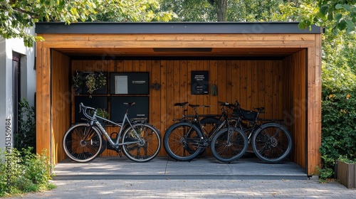 Solar panels on a bike shed.