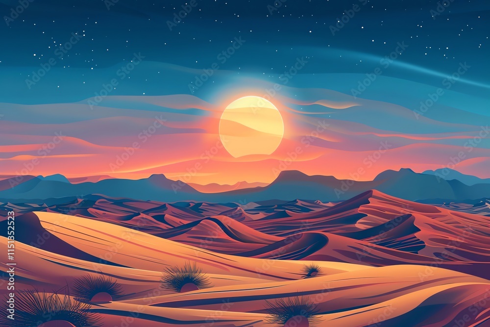 Sunset over desert dunes. Sunset over desert dunes.