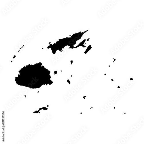 Fiji high detailed vector representation of country silhouette in solid black on white background. For educational, decorative, or informational use showcasing the national outline.